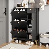 Schuhschrank mit 3 Klappen. 1 Schublade und 1 Tür. Schuhregal. Schuhkipper schmal. Schuhschrank...