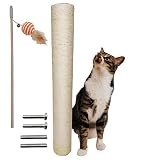 23.6"/60cm Tall Natural Sisal Spare Cat Scratching Post Replacement Pole 3.15" Dia. and Cat Feathers