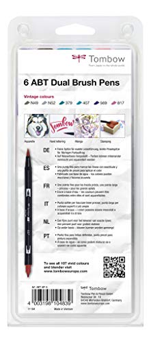 Image of Tombow ABT-6P-5 ABT Dual Brush Pens - Vintage Colours (Pack of 6)