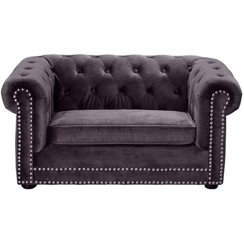 TOV Furniture The Dachshund Collection Velvet Upholstered Handmade Elevated Sofa Pet Dog Bed, Gray