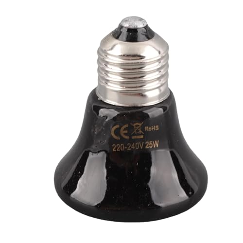 Emettitore di Calore in Ceramica Senza Luce E27 25W Nero per Rettili Tartarughe Anfibi e Animali Domestici Riscaldatore per Terrario Acquario Pollaio