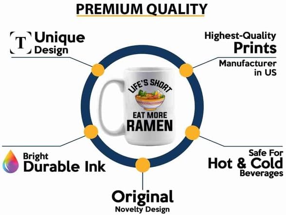 Ramen Coffee Mug 15oz White -Lifes short - Food Lovers chicken pumpkin vegan pantry spicy noodles image 3