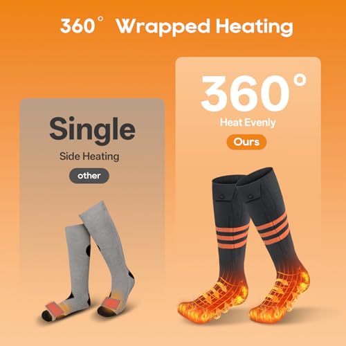 Heated Socks for Men Women with APP Control, 10000mAh Upgraded Rechargeable Electric Heated Socks Up to 10 Hours, Washable Winter Foot Warmer Socks for Outdoor Camping Skiing Hunting Hiking2