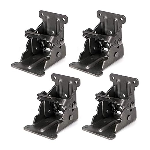 Skelang Foldable Bracket, Self-Lock Hinge Hardware with Screws Lock Extension Support for Table Leg, Bed Leg, Workbench, Pack of 4