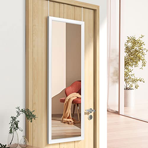 Image of NeuType Full Length Mirror - Over The Door or Wall Mounted, Hanging or Leaning, 51 inchx18 inch, White