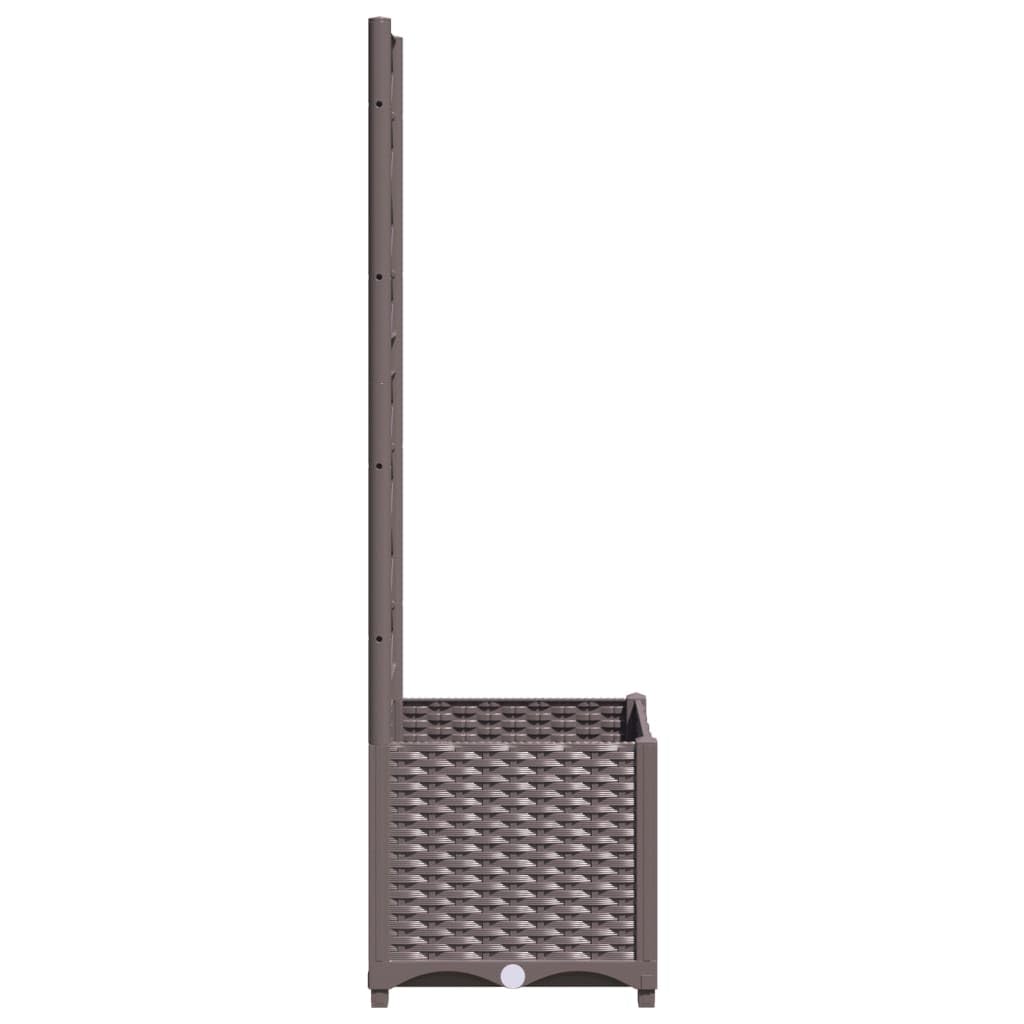 Pflanzkübel mit Rankgitter Braun 40x40x136 cm Rankkasten aus PP Kunststoff für Kletterpflanzen Blumenkasten mit Spalier für Garten Balkon und Terrasse Witterungsbeständig
