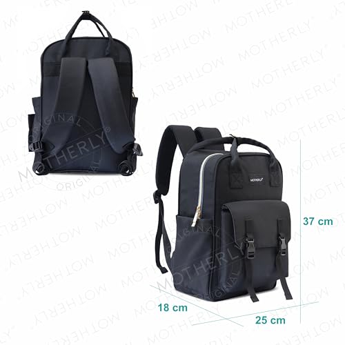 Image of Motherly Printed Diaper Bag for Mothers for Travel, Maternity Bag for Newborn Baby, Mothers Travelling Bag, Multiple Pocket Water Resistant Baby Bag, Hospital Bag for moms (Black)