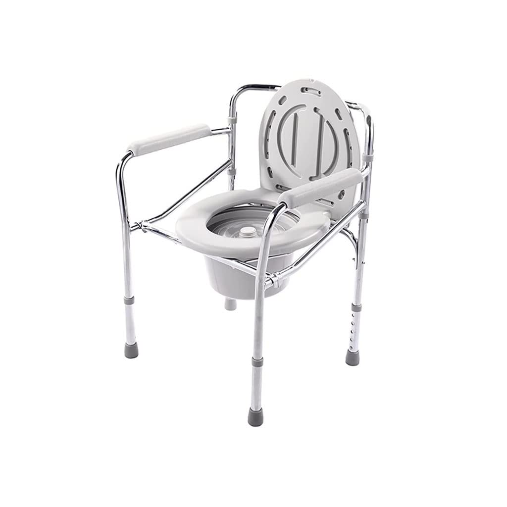 Gthtuhfd B Foldable Commode Shower Chair, Stainless Steel, Portable, Height Adjustable, Non-Slip Toilet Chair For Disabled And Elderly
