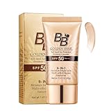 Getönte Tagescreme,BB Sonnenschutzcreme,BB Cream SPF 50,Sunscreen SPF 50 mit hoher Deckkraft,Getönte Tagescreme mit Lichtschutzfaktor und Feuchtigkeit,Sonnencreme Gesicht für alle Hauttypen