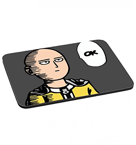 Alfombrilla de ratón con diseño del personaje Saitama de One Punch Man "OK" a color