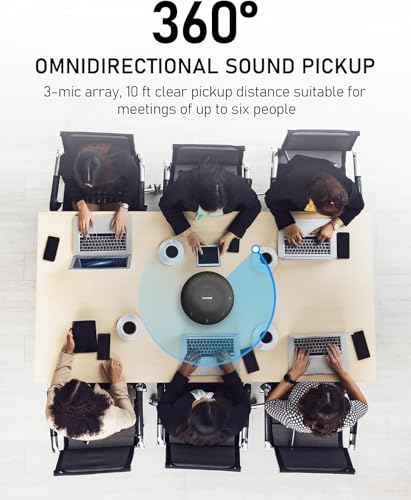 Image of Enther&MAXHUB BM11 conference speakerphone with 360triple mic array, 10 ft voice pickup, noise reduction, USB C, Bluetooth speaker compatibility with leading platforms, ideal for meeting, home office