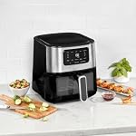 Friteuse à air Cuisinart, four à friteuse de 6 Qt en acier inoxydable, pièces de cuisine lavables au lave-vaisselle avec 5 préréglages : rôtir, cuire, griller, friteuse à air et maintenir au chaud, friteuse électrique rapide et facile (AIR-200C)