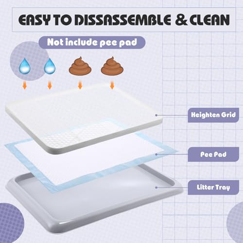 Mifoci Dog Training Pad Holder with Mesh Tray Non-Slip Leak Proof Puppy Potty Tray for Small Medium Large Dogs Pee Pad Holder Easy Clean Indoor Bathroom(19.69 x 14.17 Inch) - Thumbnail 3