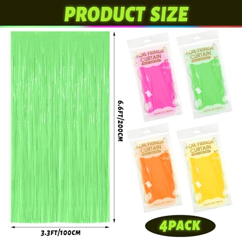 Weysat Cortinas Neon para Fiesta 4 Piezas 3.3x6.6ft miniatura 2