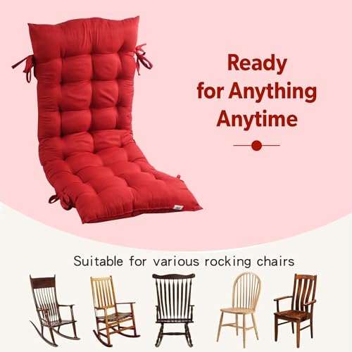 Image of Kuber Industries 18x48 Inch Microfiber Comfy Long Rocking Chair Pad /Floor Cushion with Ties | Comfortable Sitting Large Pillows Seating for Adults | Maroon