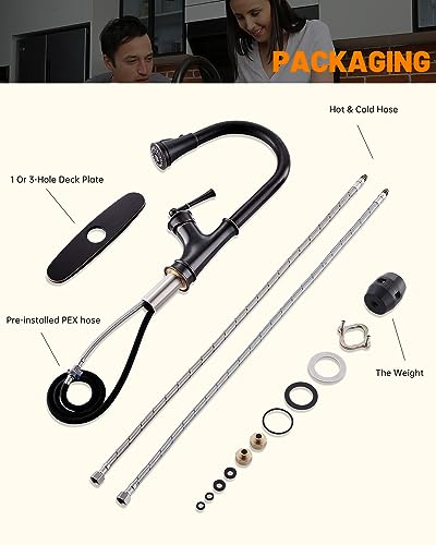 Appaso AP-K133-ORB Bronze Kitchen Faucet With Pull Down Sprayer, Oil Rubbed Bronze Single-Handle High Arc Single Hole Pull Out Kitchen Sink Faucets thumb #7