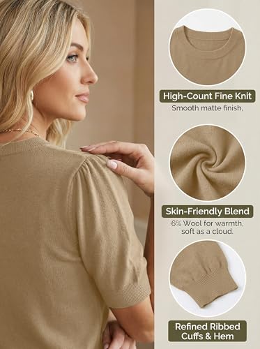 Totatuit Cropped Sweaters for Women Wool Blend Puff Short Sleeve Lightweight Pullover Sweater Crew Neck Tops 2026 - image 6