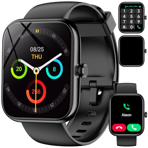 Smart Watches(Alexa Built-in‌), 1.83' HD Fitness Tracker with Bluetooth Calls/Messages, IP68 Waterproof, 120+Sports Modes, 24/7 Heart Rate/Sleep Fitness Watch Compatible with iOS/Android (Black)