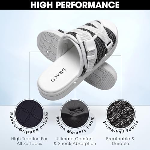 Image of Draco DracoSlides Reflective Slides for Men and Women, Wrapped in Reflective 3M with Adjustable Straps for Wide /Narrow Feet, Sandals with Arch Support & Slip Resistant, Men & Women Footwear, Black