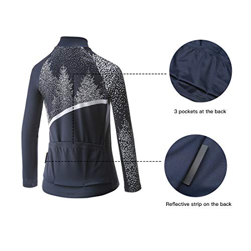 CATENA Women's Cycling Jersey Thermal Shirt Top Autumn and Winter Long Sleeve Bicycle Jacket Navy - Thumbnail 5