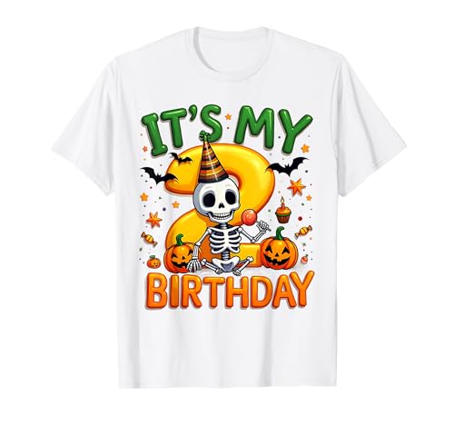 Kids It's My 2nd Birthday Boy Halloween Skeleton 2 Years Old T�V���c