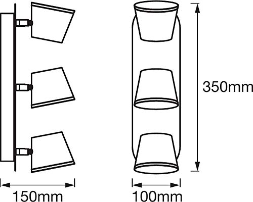 LEDVANCE LED Wand- und Deckenleuchte mit 3 Spot-Strahlern für das Badezimmer aus hochwertigem Aluminium, Lichtfarbe via Wandschalter einstellbar (Warmweiß oder Kaltweiß), IP44-Schutz, 3x7W, LED SPOT
