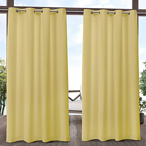 Exclusive Home Biscayne Indoor/Outdoor Two Tone Textured Grommet Top Curtain Panel, 54