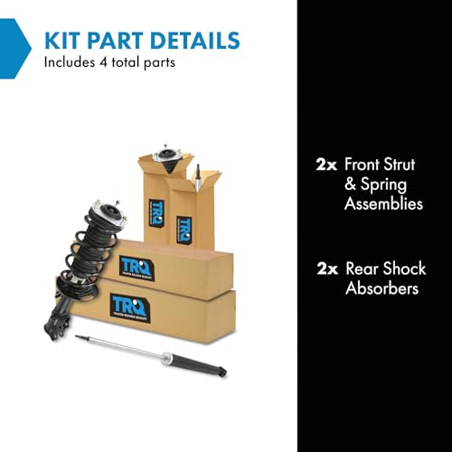 Image of TRQ Front and Rear Complete Strut Assembly & Shock Absorber Kit Complete Strut & Coil Spring Assembly Compatible with 2011-2013 Ford Fiesta