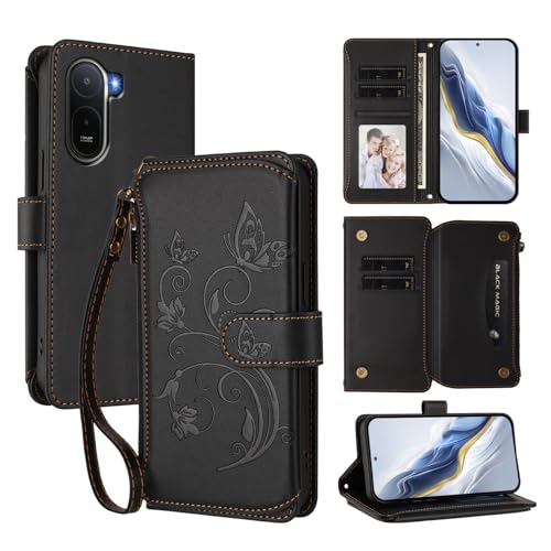 �X�}�z�P�[�X �Ή��@�� for Xiaomi Poco C85x 5G,�Ή��@�� for Redmi A7 Pro 4G �X�}�z�P�[�X�y�J�[�h�z���_�[�E�E�H���b�g�E�}�O�l�b�g�o�b�N���E�t���b�v�E�X�^���h�@�\�t���zBlack