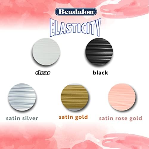 Beadalon Elasticity Stretch Cord, 1.0 mm / .039 in, Black, 5 m / 16.4 ft (Pack of 2)