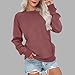 Women Crewneck Long Sleeve Sweatshirts Solid Color Pullover Tops No Hood Fall Fashion Comfort Sweaters with Pocket (Dark Red,Medium)