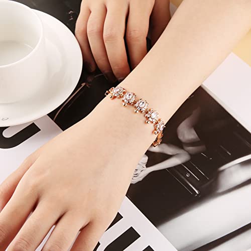 Hzman 14K Gold Plated Silver Tennis Bracelet For Women Girls Cubic Zirconia Turtles Bracelets Animals Fashion Link Bracelet Jewelry Gift (Rose Gold) #TOP3