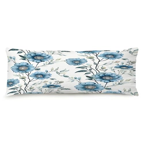 Funda de almohada corporal con estampado de flores mogoles en monzón, 20 x 54 pulgadas, de algodón, bohemia, suave, para cama, hotel, sala de juegos