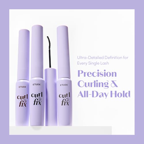 Image of ETUDE Curl Fix Mascara Slim brush (Black), Lash Mascara, Strong Curl Up, Long-Lasting, Waterproof, Light-Weight, Korean Makeup, Beauty, Vegan Certified (0.10 Fl Oz)