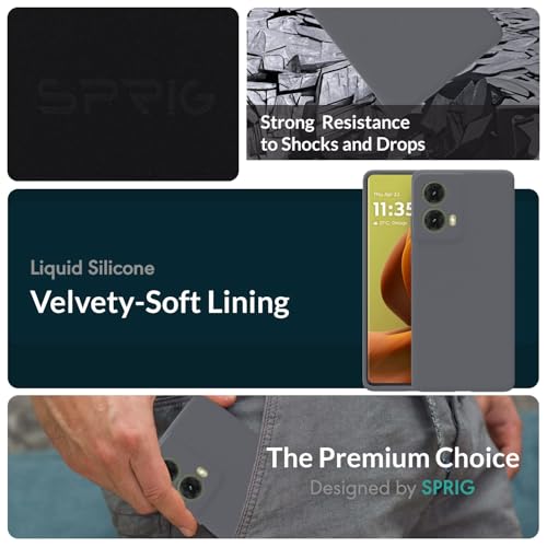 Image of SPRIG Compatible with Moto G85 Premium SilkTone (Liquid Silicone) Back Cover Drop Tested Shock Proof Mobile Case for Men, Women, Boys and Girls with Camera Protection (Dark Grey)