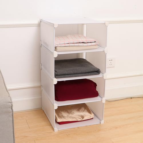 Armario blanco de 4 capas modular con múltiples compartimentos de arreglo eficiente 3