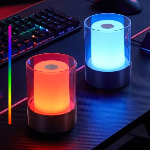 Image of 4 inch RGB Black Cordless Table Lamp 2, Small Outdoor Rechargeable Lamp