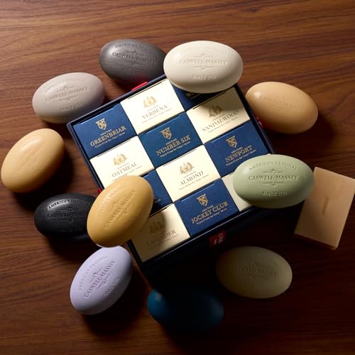 Image of Caswell-Massey Natural Bar Soap for Men & Women, Moisturizing Body Soap Bar for All Skin Types, Made with Essential Oils & Plant-Based Formula for Soft Skin, Multi Scents, 12 Bars x 5.8 oz Gift Set