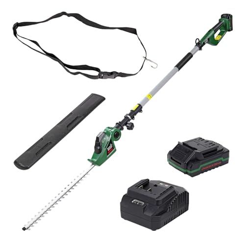 Image of Taylor & Brown Cordless Hedge Trimmer Long Reach 20V 1HR Fast Charge, 2.4m Telescopic Hedge Trimmer Cordless Hedge Cutter with Battery, Shoulder Strap and Charger Included