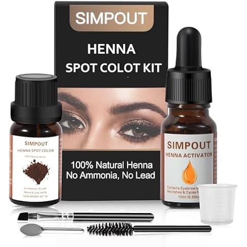 Simpout Pure Natural Henna Hair Color - Water and Smudge Proof, Professional Home and Salon Use, Easy to Apply (Dark Brown) Cover
