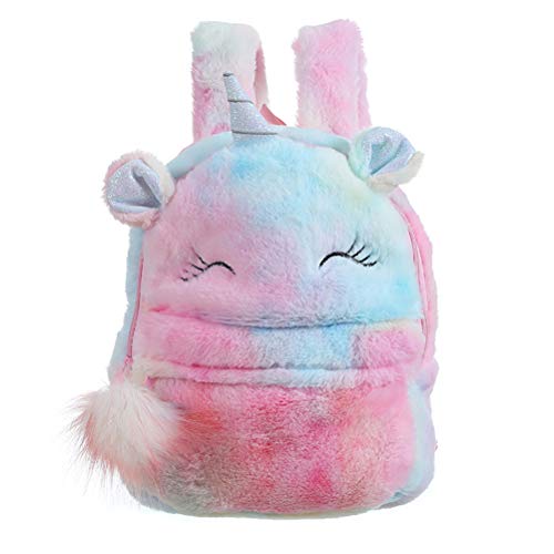Ourine: Mochila de unicornio de peluche para niños  diseño de  poliéster  colorido