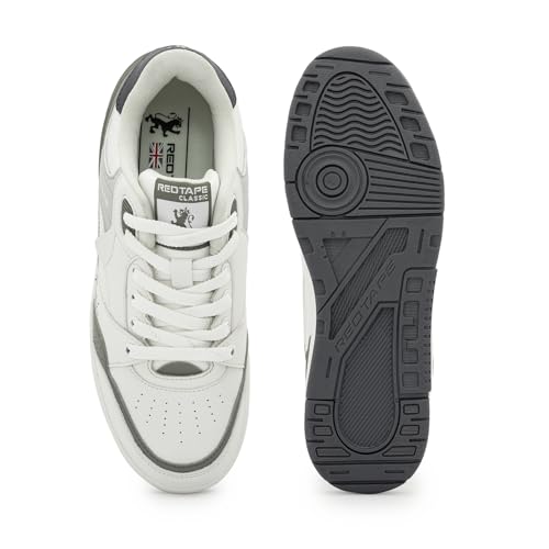 Image of Red Tape Women's Sneakers White Black Pu Round Toe Lace-Up