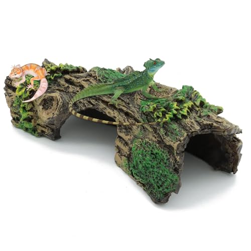 CHAOTEMAI Aquarium Deko 14cm*6cm*5.5cm Terrarium Deko HöHle Aquarium Cave Dekoration Mit GrüN Gras FüR Fische Garnelen Verstecken Harz Zubehör Harz Höhle Mountain View