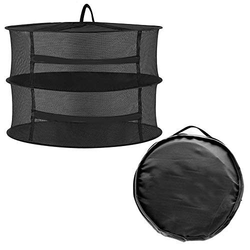 Athemeet Kruiden bewaren kruidendroger kruid drogen net hangen drogen mesh rek opvouwbaar met ritssluiting voor levensmiddelen kruiden fruit thee rokers 2 lagen zwart - Image 3