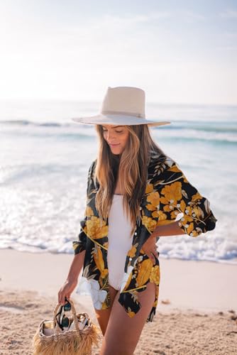 Image of Zoye Chen Women's Bikini Swimsuit Cover Up Button Down V Neck Shirts Long Sleeve Blouse Beachwear Bathing Suit