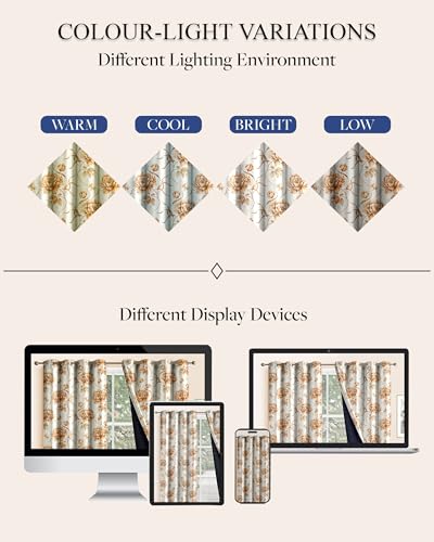Image of Cloth Fusion Printed 100% Blackout Window Curtains 5 Feet Long Set of 2
