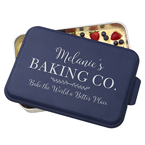 Personalization Universe Personalized Cake Pan with Lid for Special Mom, Oven-Safe up to 450 Degrees, Aluminum Cake Pan with Lid, Ideal for Cakes, Casseroles, Brownies- 9x13 Inch, Navy