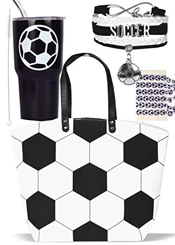 Soccer Tote Bag for Woman, Soccer Mom Tote, Soccer Tumbler, Soccer Gift Set