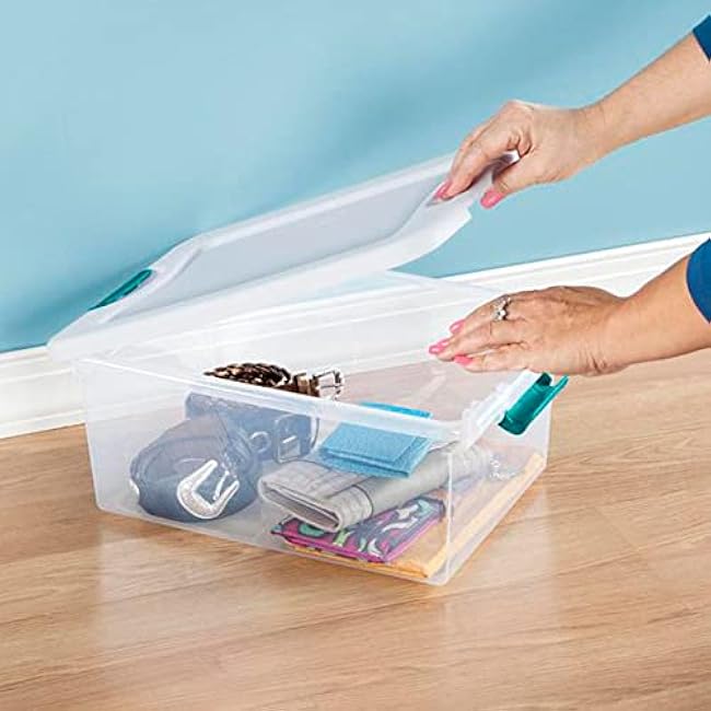 Sterilite 12 Pack 15-Quart & 6 Pack 25-Quart Storage Bins, Stackable Clear Plastic Totes w/ Latch Lids