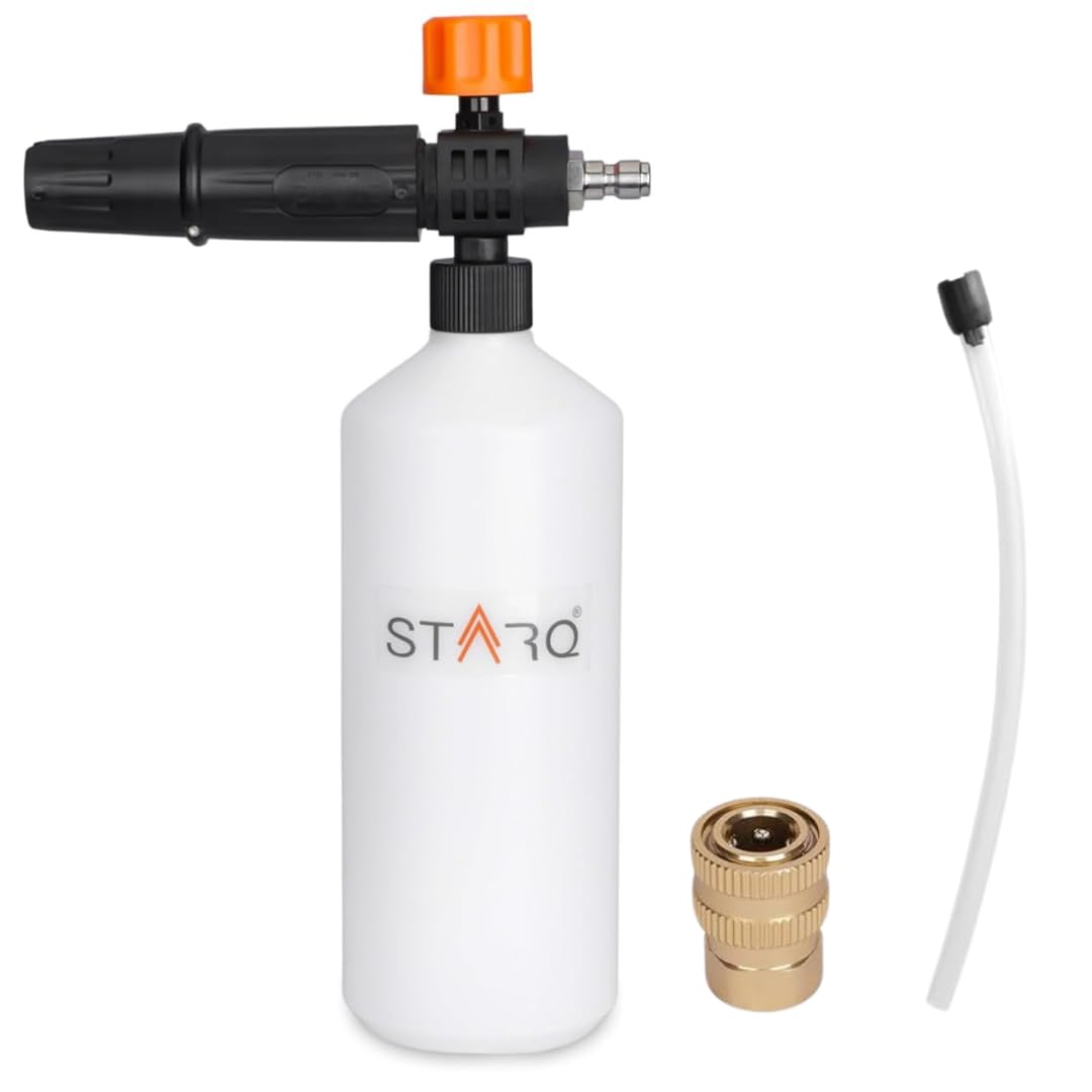 STARQ Brass 1 Ltr Professional Adjustable Snow Foam Lance/Cannon With 1/4" Quick Release Connector, Heavy Duty Foam Blaster For High Pressure Washer